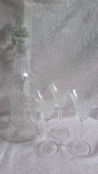 Secesní sklo karafa a sklenky - 4