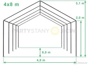 Párty stan 4x8 m - PVC Standard Ohnivzdorný - 4