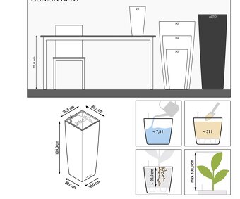 Lechuza Cubico Alto 40 Samozavlažovací květináč - 4