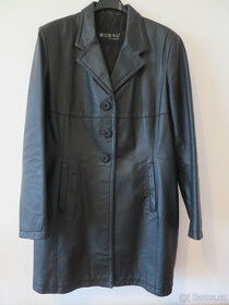Dámský černý kožený kabát - 4