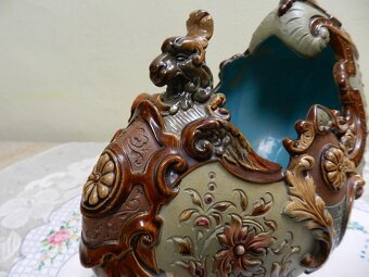 Krásný obří Nástolec Majolika Wilhelm Schiller Horní Grund - 4