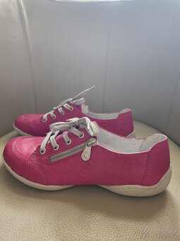Rieker růžové kožené dámské tenisky, zip, tkaničky, 41 - 4