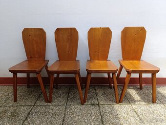 4 židle, masív, selský/rustikální nábytek - 4