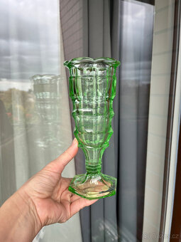Váza Lord 21 cm, zelené sklo, R. Schroter, Inwald - 4