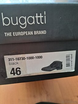 Nové černé pánské kotníkové kožené boty zn. Bugatti, vel. 46 - 4