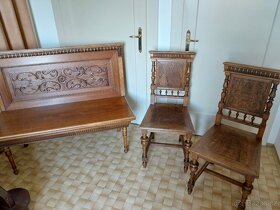 Starožitný stůl. židle a lavice po renovaci - 4
