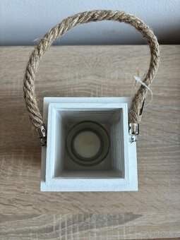 Dřevěný dekorační svícen + svíčky - 4