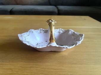 Karafa a košíček růžový porcelán - 4
