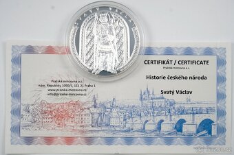Stříbrná medaile Svatý Václav 50 mm Ag Proof - 4