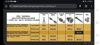 Hnací hřídel volnobežný GM 13368754 / ZR7231 - 4