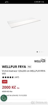 Vrchní matrace 120x200x4,5 cm WELLPUR FRYA bílá

 - 4
