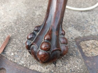 Starožitná vyřezávaná dřevěná podlahová lampa - 4