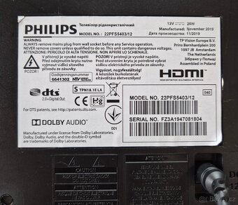 DVBT2 LCD 22" TV Philips 22PFS5403/12 FulHD (model 2018) - 4