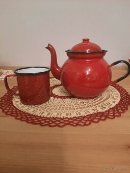 Konvička smaltovaná , háčkovaná dečka - 4