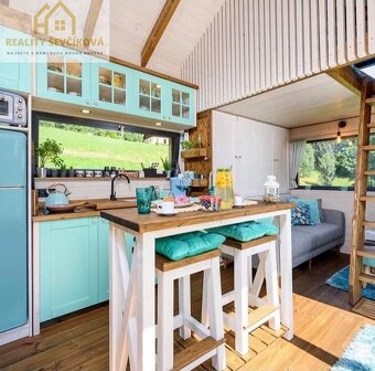 Kompletně zařízený tiny house s terasou v Boho stylu, 22 m2 - 4