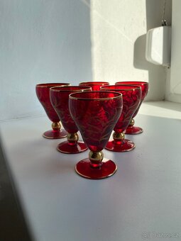 Vintage sada rubínových skleniček - 18 ks - 4