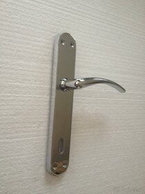 Dveřní klika / kování, stříbrná lesk, rozteč 90mm /23ks - 4