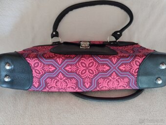 Ručně šitá kabelka kůže textil - 4