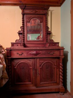 Starožitná skříň,komoda se zrcadlem - 4