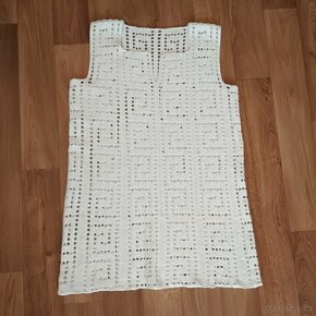Háčkovaná letní tunika, bílé plážové šaty - 4