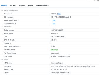 Synology DS1522+, 10GB ethernet, 32 GB RAM, 2x500 GB caching - 4