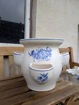 Velký keramický petrželák + dva květináče s podtáckem - 4