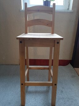 Židle barová dřevěná z masivního borovicového dřeva - 4