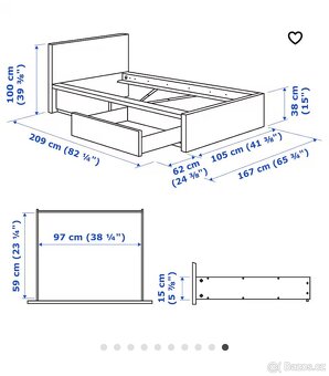 Postel IKEA MALM bíle mořená dubová dýha 90x200 - 4