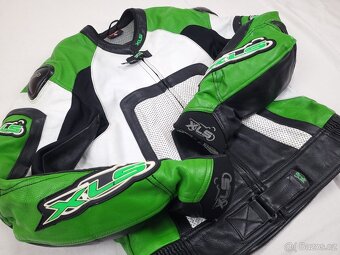 XLS GREEN dvojdielna pánska kožená moto kombinéza 52 L - 4