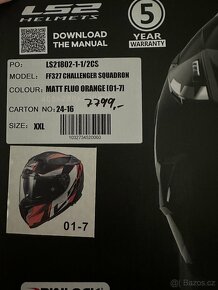 Helma,přilba LS2 FF327 Fluo Orange Challenger Squadron Xxl - 4