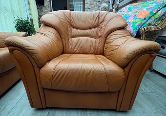 Kožená sedačka+ 2x křesla - 4