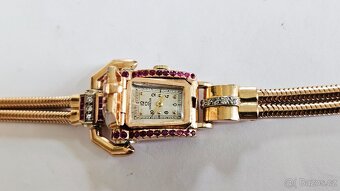 Zlatý náramek-hodinky zn. Omega s brilianty a rubíny 3,87ct. - 4