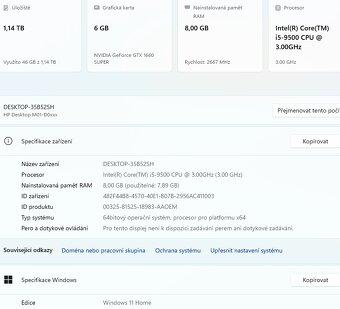 PC HP M01-D0012nc i5-9500 GTX1660s 8GB 256GB 1TB - 4