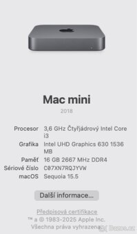 Prodám Mac mini 2018 | 16 GB RAM | 128 GB SSD - 4