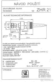 Závitořezná hlava reverzní NAREX Zhr 21 jednou použitá - 4
