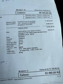 Okno PVC Gealan 1720x1435MM, antracit/bílá, trojsklo Ug=0.5 - 4