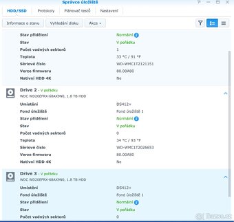 Synology DS412+ s 3x 2TB disky WDC - 4