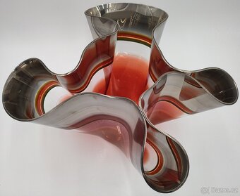 Krásná vypalovaná váza na plastickém skle Antonie Jankovcová - 4