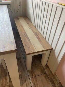 Jídelní stůl rustikální, 2x židle + lavice - 4