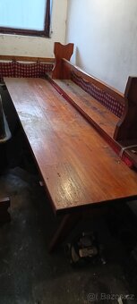 Dreveny masivni stul s lavicemi do sklepa, na chatu - 4