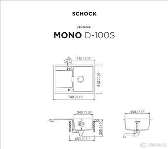 Dřez Schock Mono D-100S magma montáž do roviny s deskou - 4