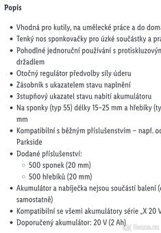 Aku sponkovačka Parkside V20 - 4