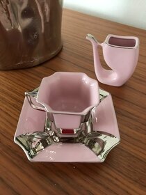 Růžový porcelán, šálek a podšálek, sada - 4