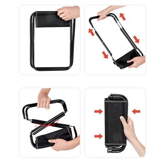 Nová mini skládací židle s pouzdrem černá folding chair - 4
