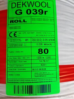 Izolační vata 5,6,8cm. - 4