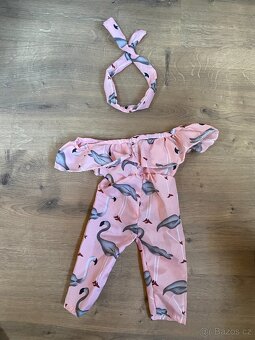 Obleček pro Baby Born – růžový overal + čelenka - 4
