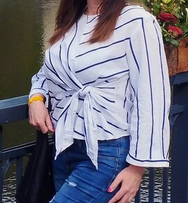 Elegantní lněná halenka zn. ZARA, vel. cca 44 - 4
