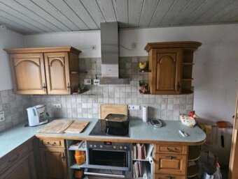 Rustikální dubová linka do U se spotřebiči,6302 - 4