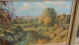 Obraz Panorama města, olej na plátně, signováno Petr V. - 4
