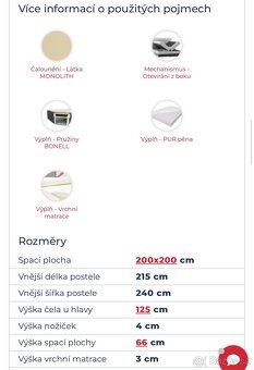Sleva možná - Boxspring postel 200x200 top stav - 4